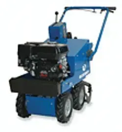 Blue walk-behind sod cutter with black engine.