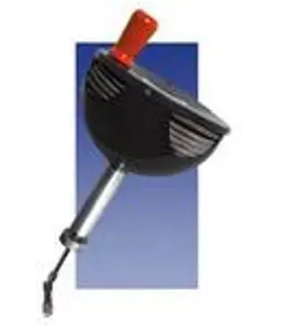 Black and red electric drain snake tool.