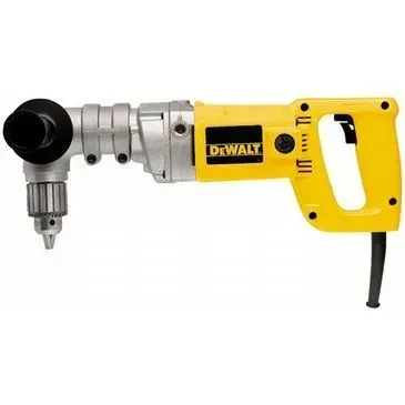 Yellow and silver DeWalt right angle drill.
