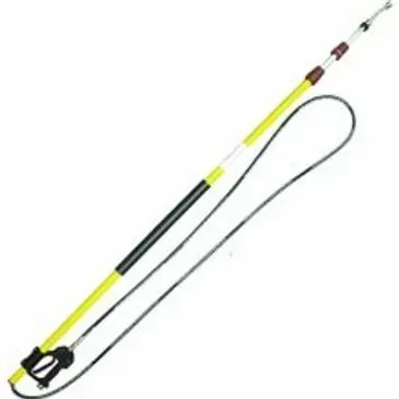 Yellow and black telescoping pressure washer wand with a spray nozzle.