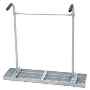 Metal screed, used for smoothing concrete, with handles.