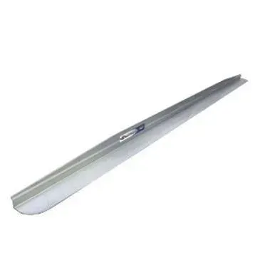 Leveling trowel, long, gray, angled for smoothing concrete or plaster.