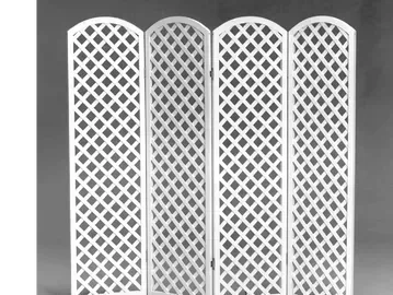 White lattice folding screen.