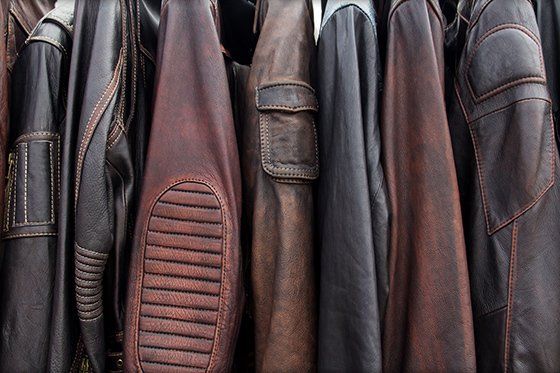 Variety of leather clothing