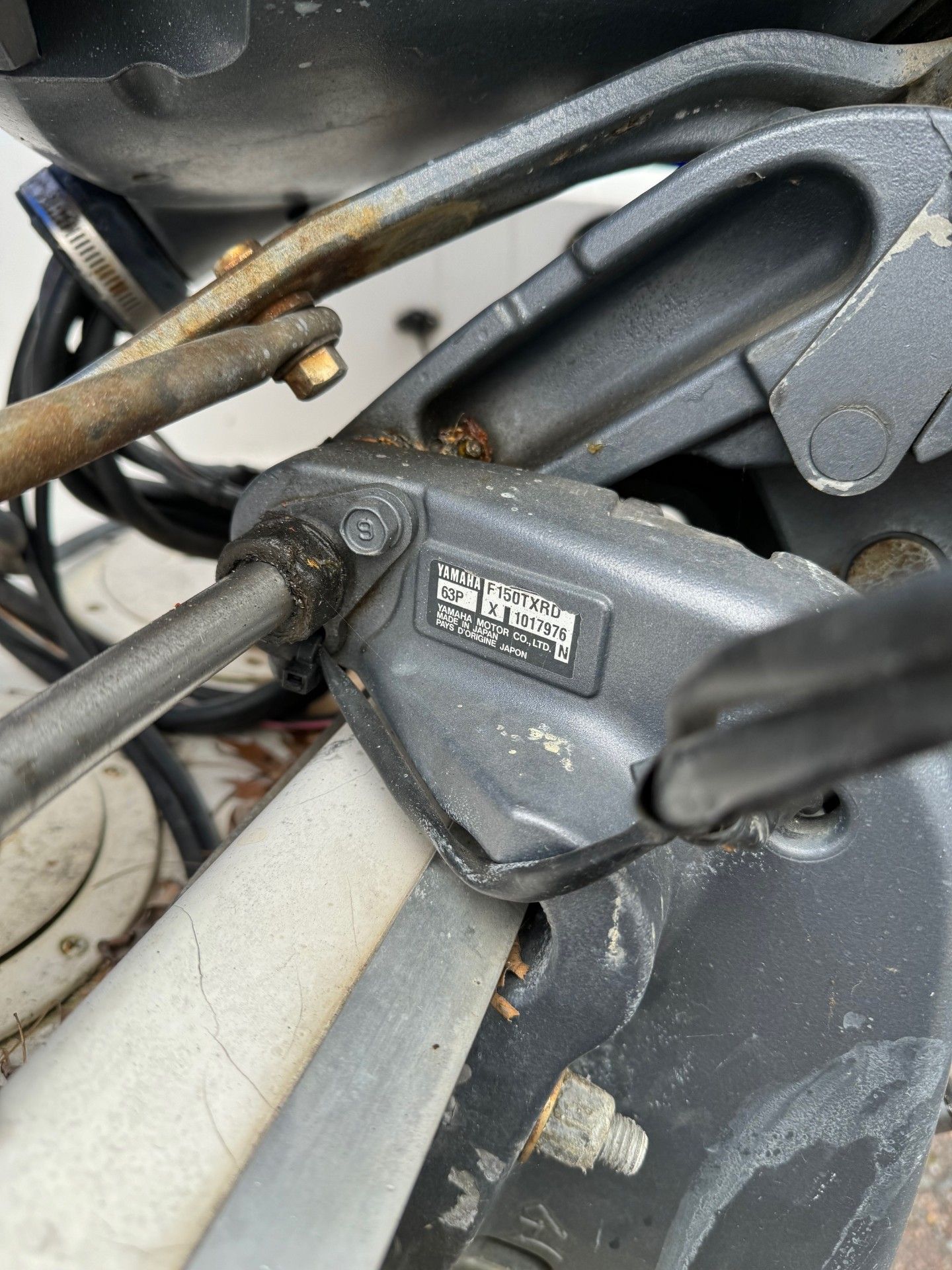 A close up of a piece of metal on a boat.