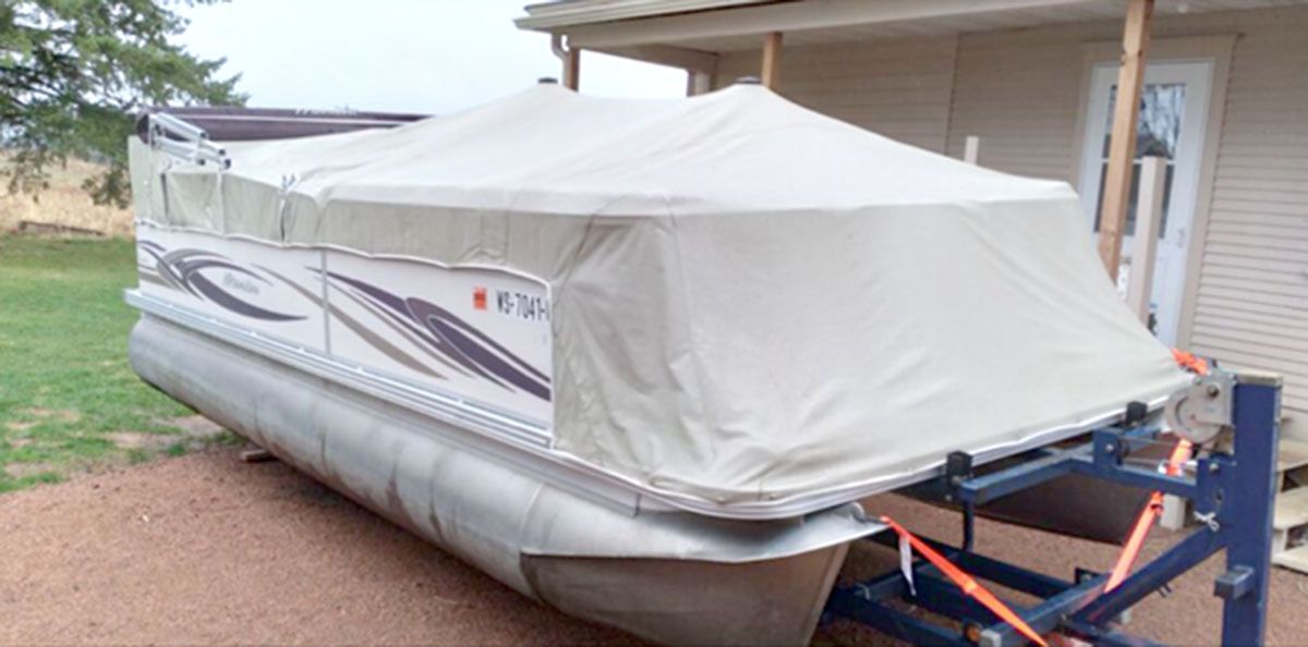 A boat with a cover on