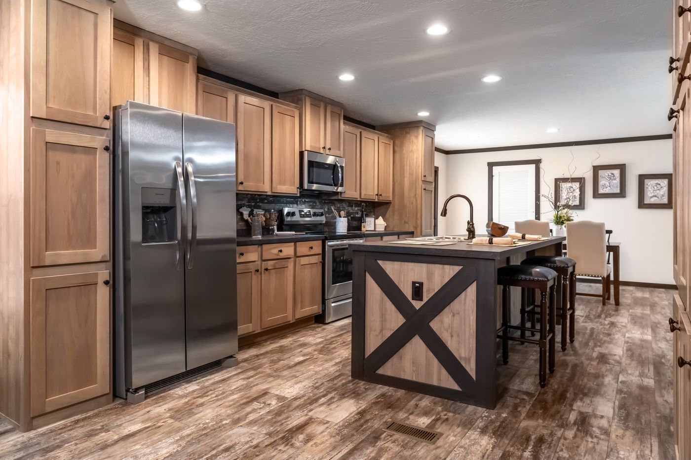 Gray and white plaid pattern.