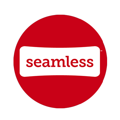 A red circle with the word seamless on it