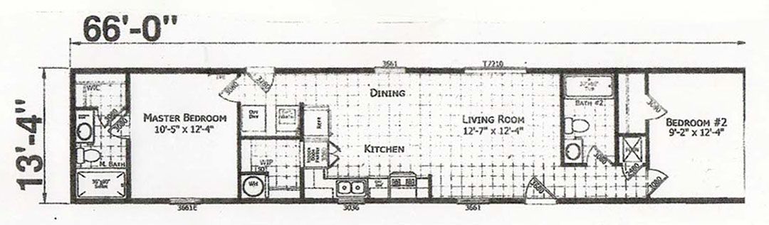A floor plan of a home with two bedrooms with walk-in pantry