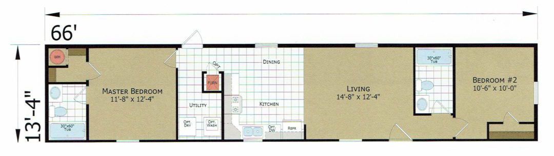 A floor plan of a home with two bedrooms