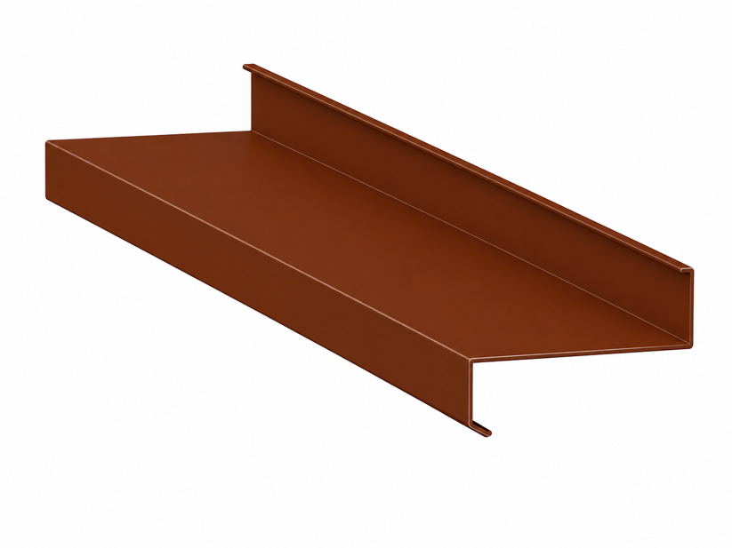 Rust-colored steel I-beam isolated on white background
