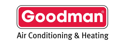 Goodman Air Conditioning & Heating logo in red and white.