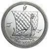 Silver coin with a woven basket and a small decorative object inside, encircled by text and a border