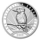 Australian kookaburra coin with a bird perched on a branch, dated 2009