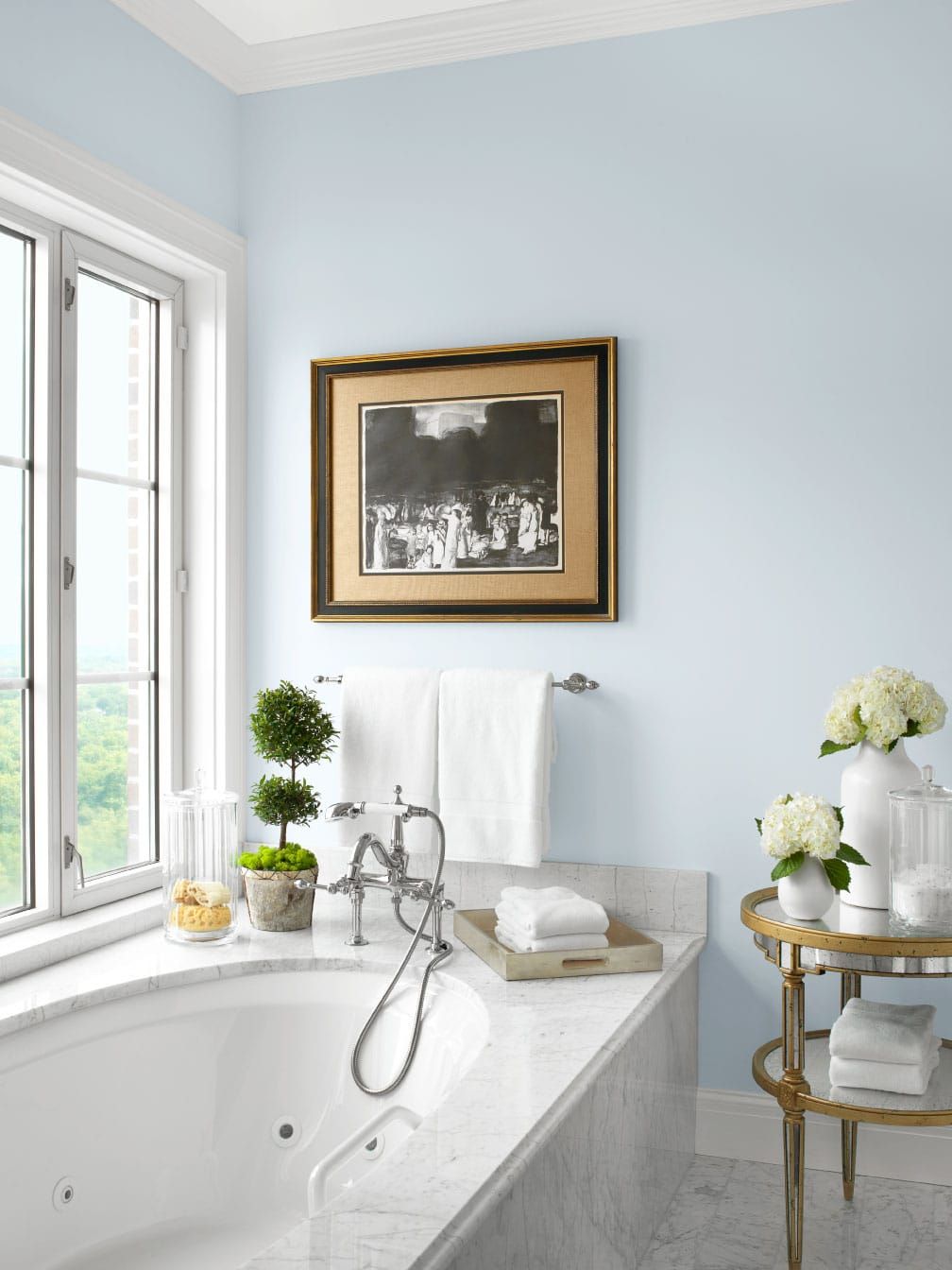 A bathroom with a jacuzzi tub