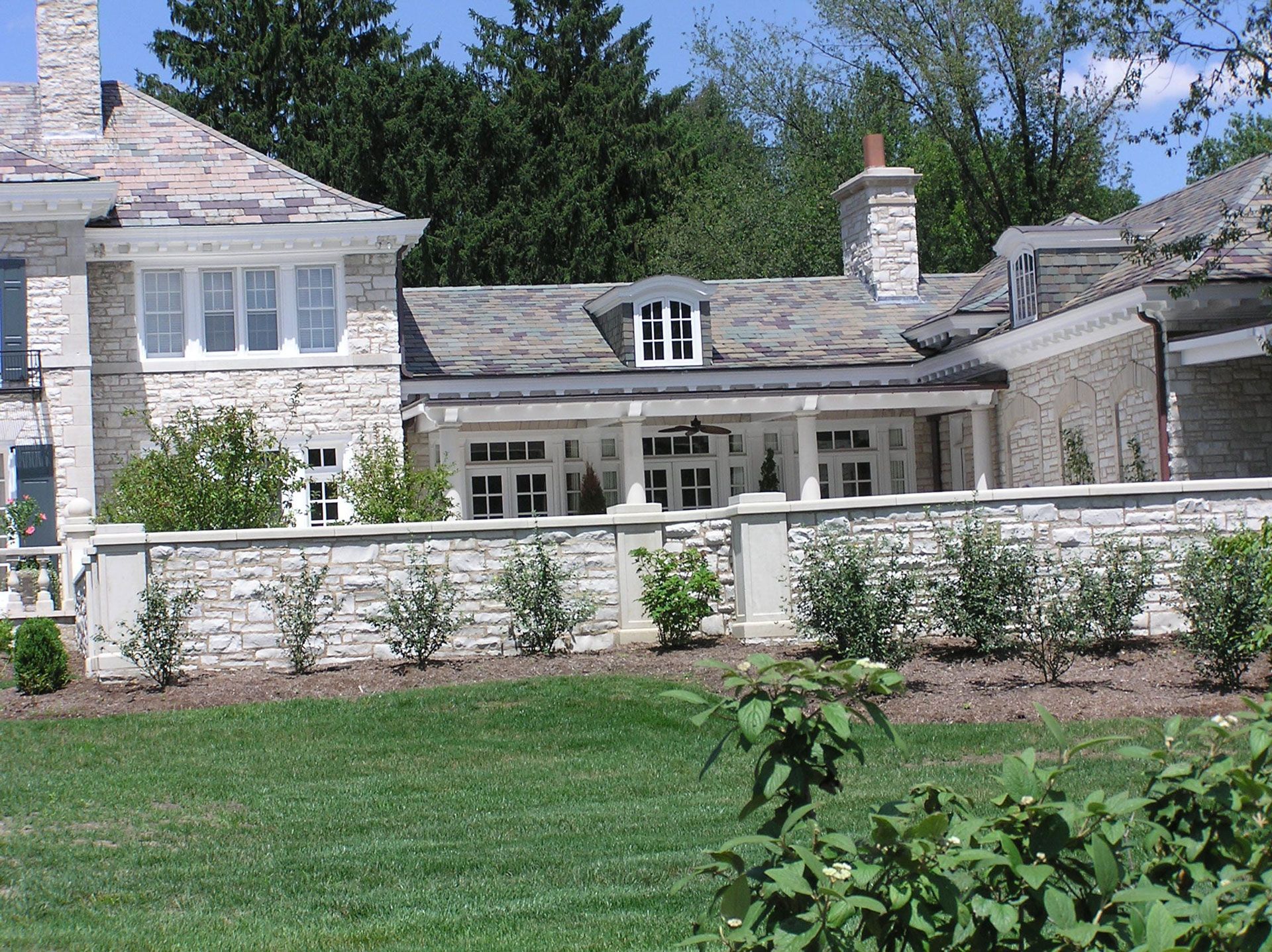Home addition project with stone walls
