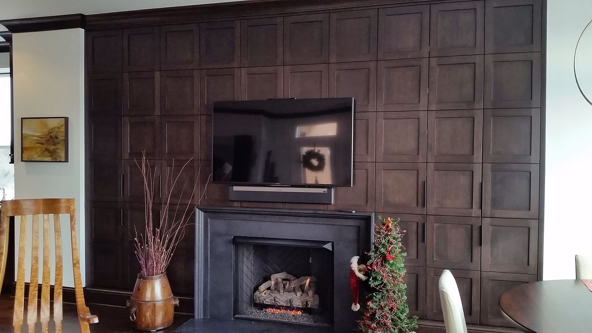 Custom paneling with fireplace and trim work