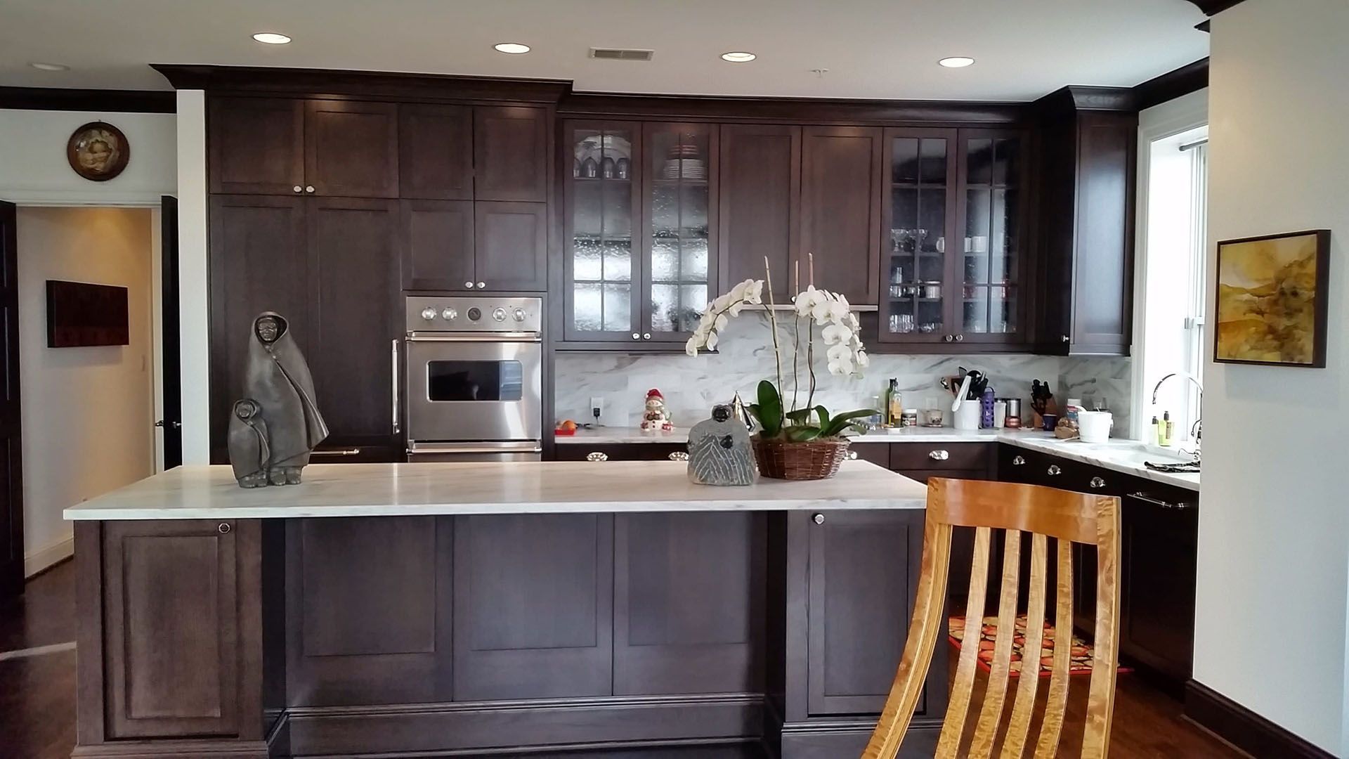 Custom kitchen area with recessed lighting