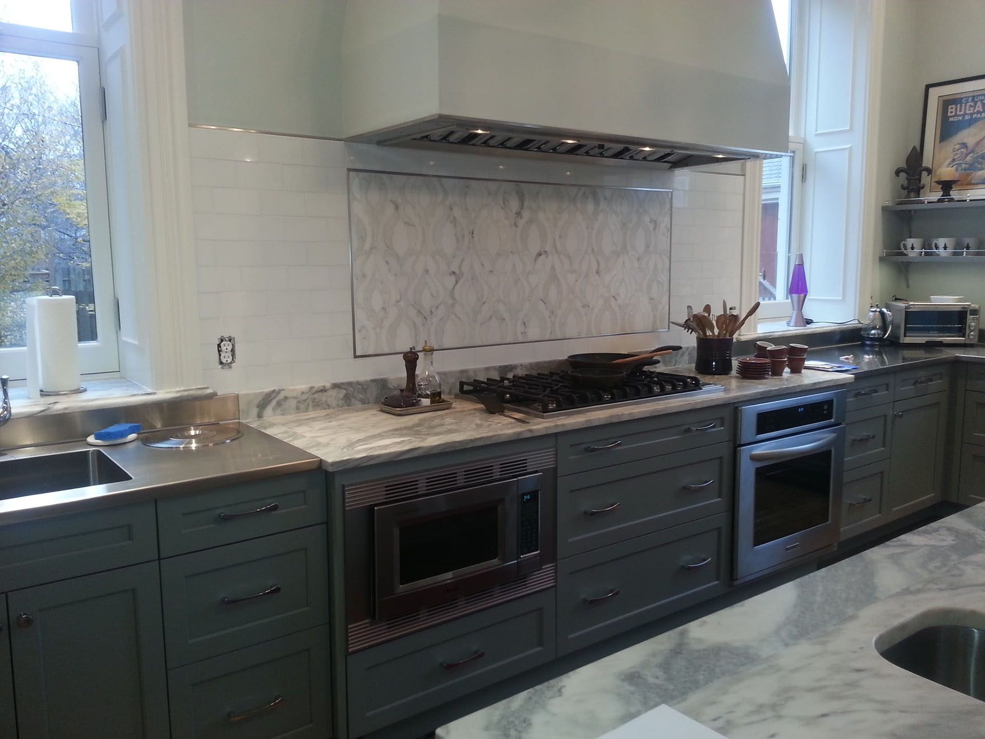 Kitchen with gray cabinetry