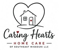 Caring Hearts Home Care logo with house inside a heart outline and red heart accents