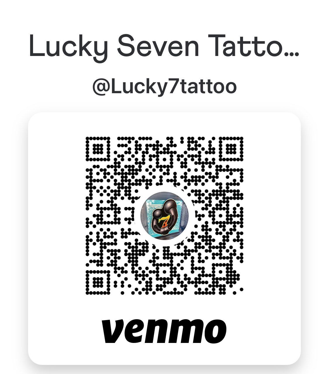 Luck Seven Tattoo Venmo QR code