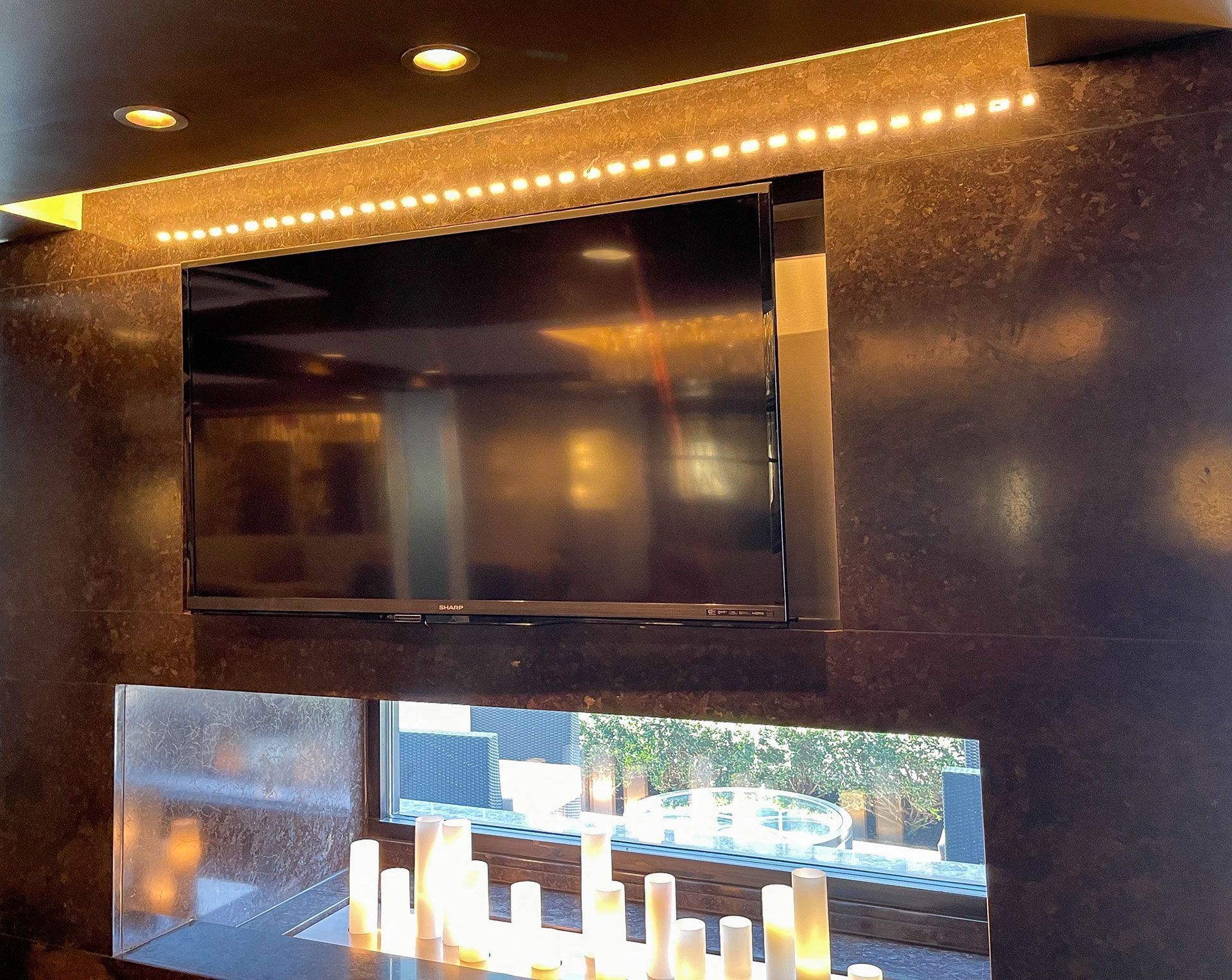 newly installed TV with lighting