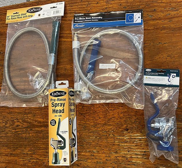Pre-rinse hoses and spray head repair kits