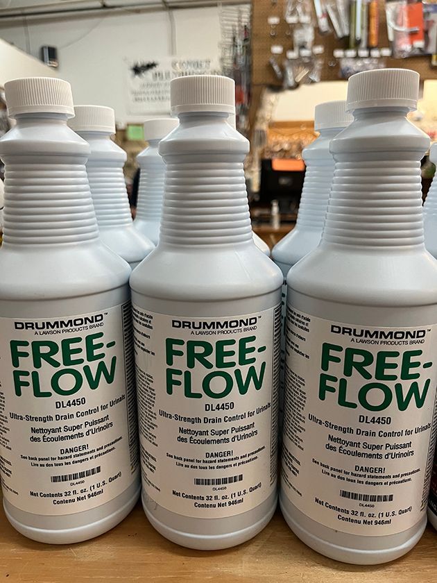 Free Flow drain cleaner for urinals