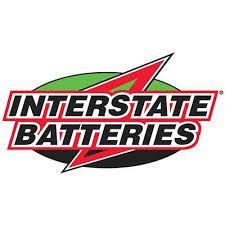 The logo for interstate batteries has a lightning bolt on it.