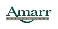 Amarr Garage Doors logo in green and gray with a stylized arc underneath