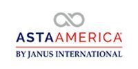ASTA America by Janus International logo in blue, red, and gray on a white background