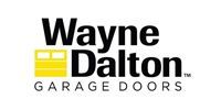 Wayne Dalton Garage Doors logo with black text and a yellow garage door icon
