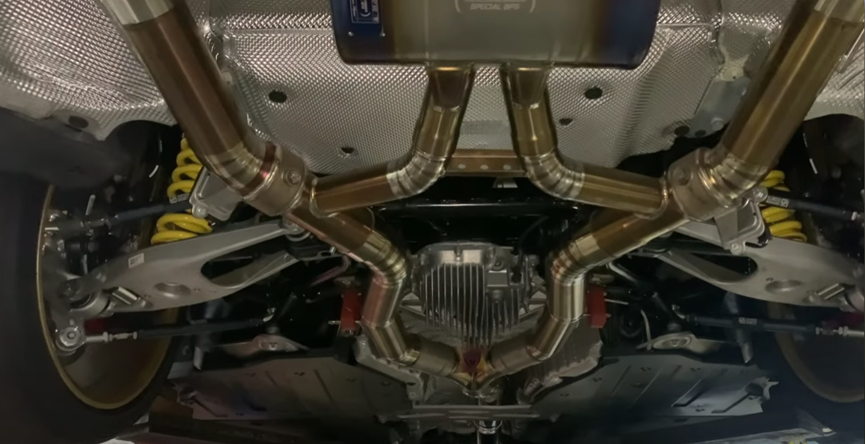 A close up of the underside of a car