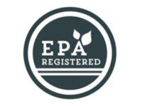 EPA Registered circular logo with white text on a dark green background and leaf icon.