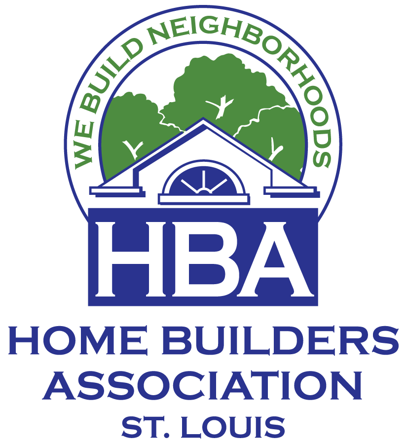 HBA Home Builders Association of St. Louis logo with green roof, tree, and blue text