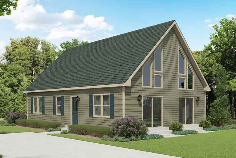 A house with a black roof and a lot of windows