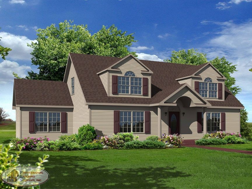 A house with a brown roof and brown shutters