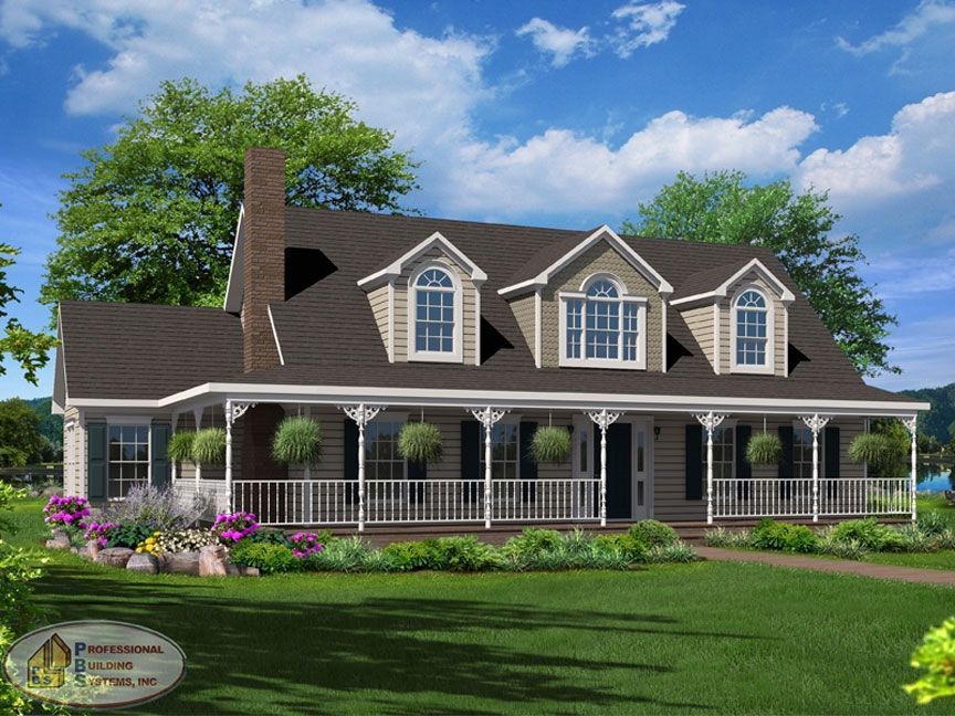 An artist 's impression of a house with a large porch