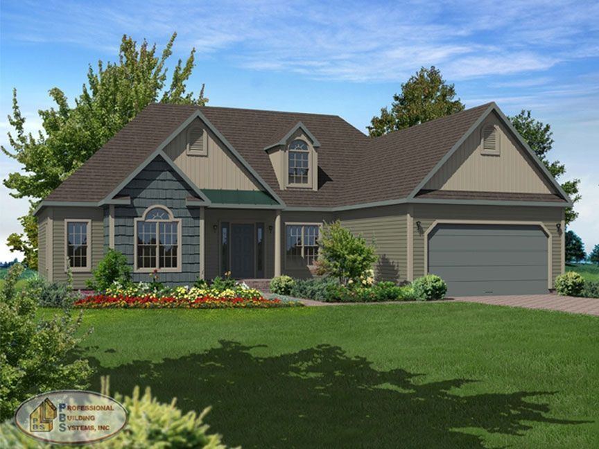 An artist 's impression of a house with a large garage