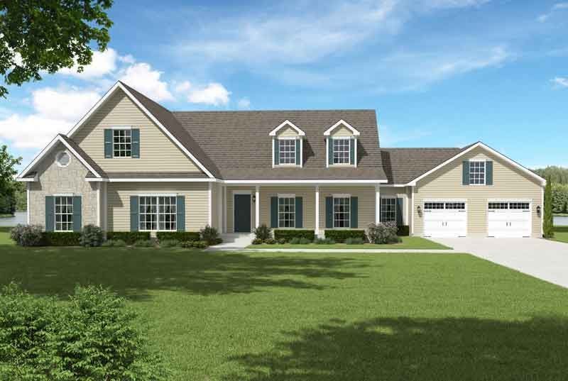 An artist 's impression of a large house with two garages