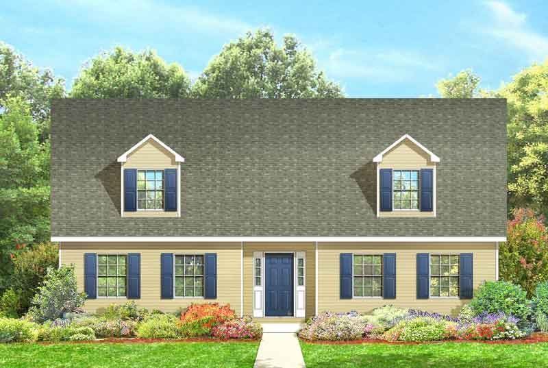 A large house with a gray roof and blue shutters