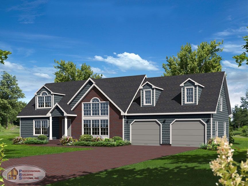 An artist 's impression of a house with two garages