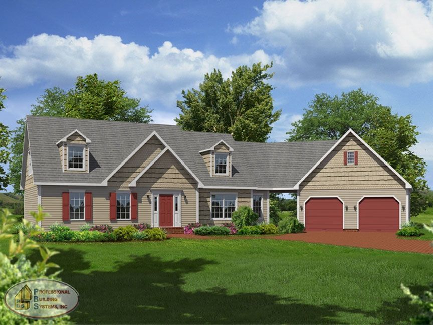 An artist 's impression of a house with two garages