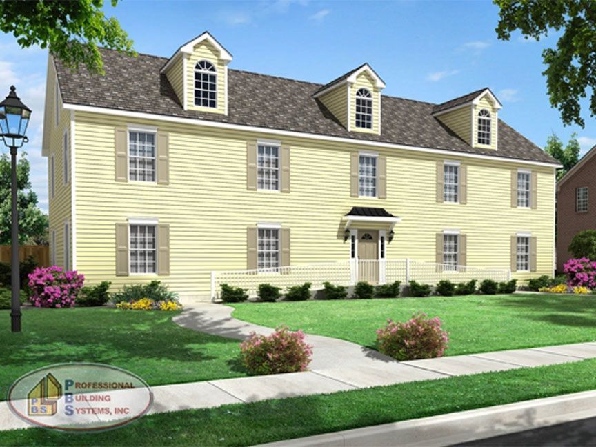 An artist 's impression of a large yellow house