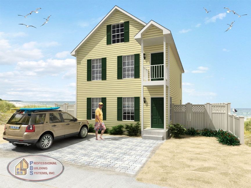 A house with a car parked in front of it