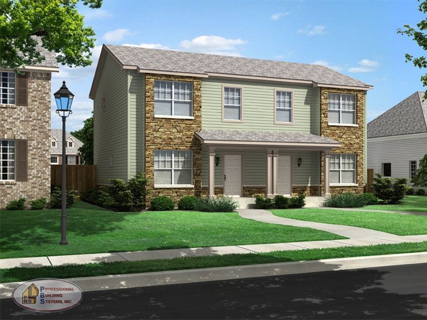 An artist 's impression of a house with two porches