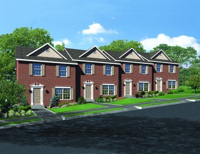 An artist 's impression of a row of brick houses