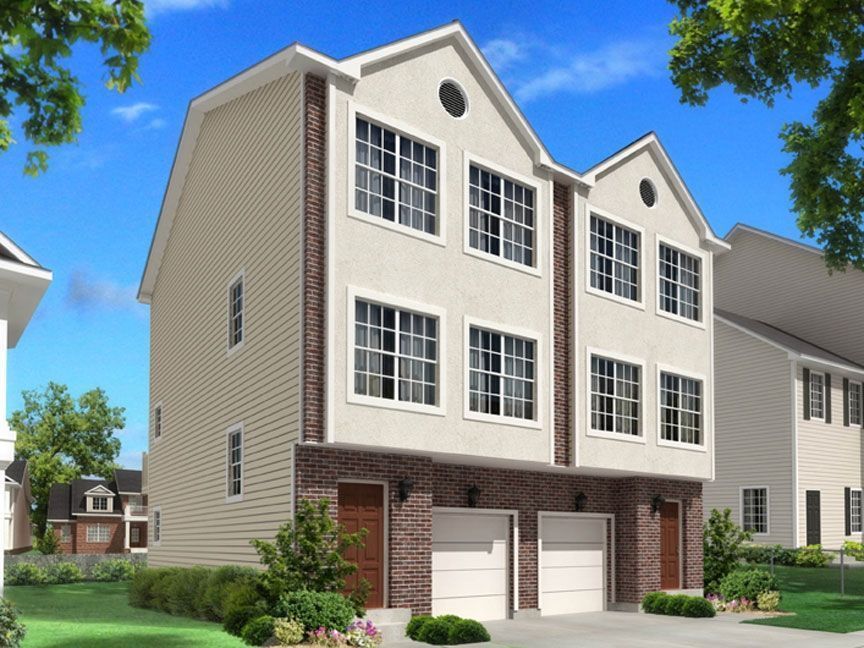 An artist 's impression of a house with two garages