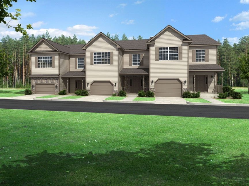 An artist 's impression of a row of houses in a residential area