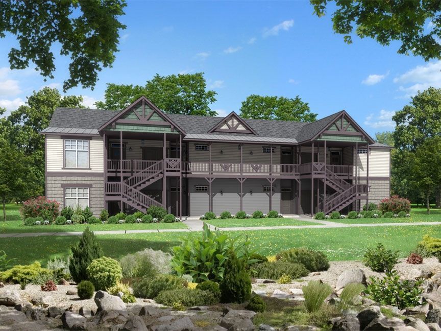 An artist 's impression of a house with stairs leading up to the second floor